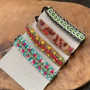 Anthropologie Beaded/Rhinestone Hair Ties Set NWT